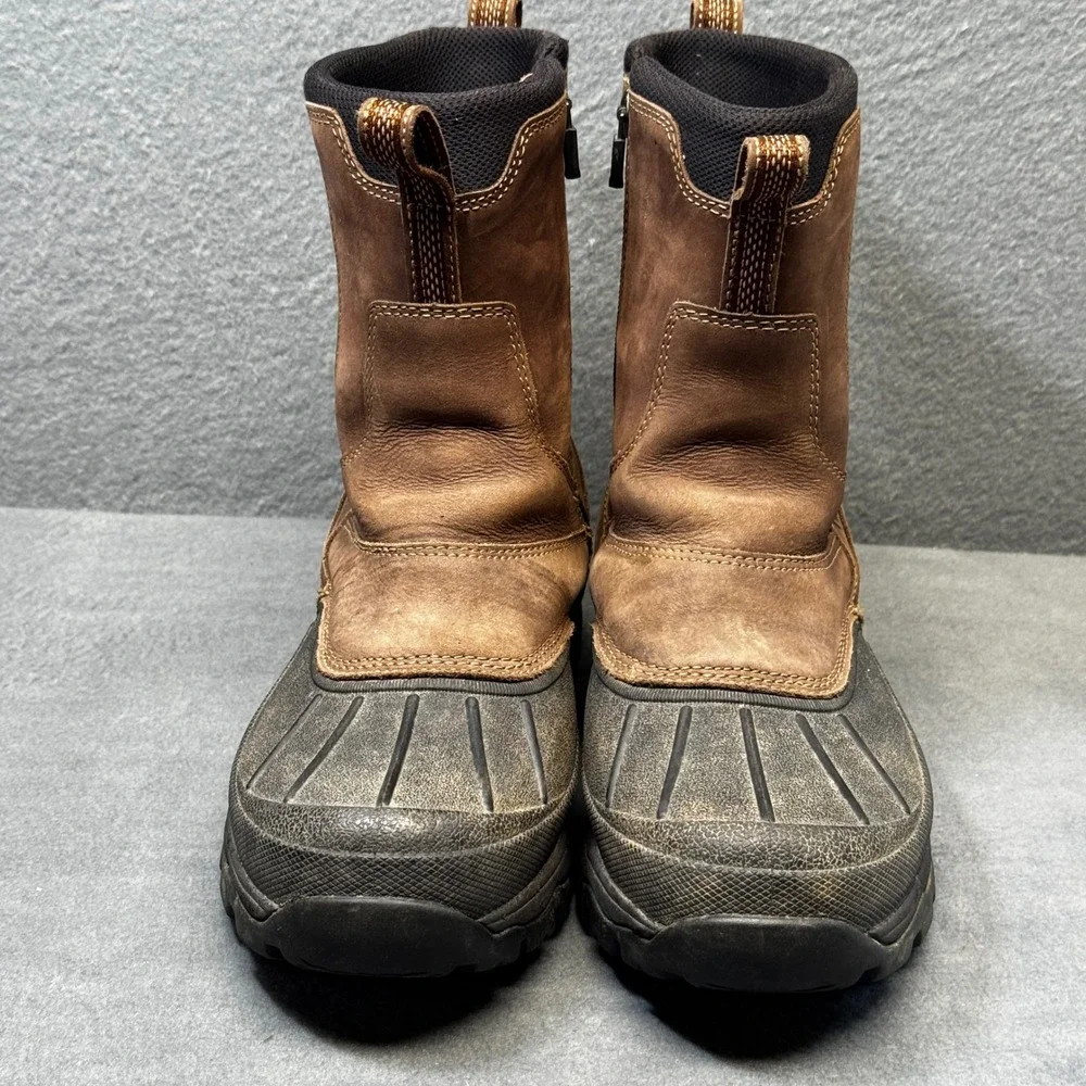 LL Bean Mens Storm Chaser Side Zip Winter Boots 7.5 M Brown Primaloft 290588